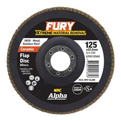 Fury Ceramic Flap Disc | 125mm C60 Grit