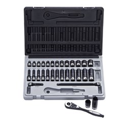 31 Piece 1/4 Drive 6-Point Metric, Standard & Deep Socket Set Dual Action