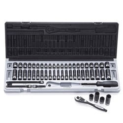 53 Piece 1/4 Drive 6-Point Metric & Imperial, Standard & Deep Socket Set Dual Action