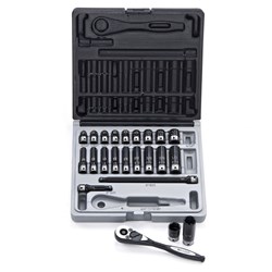 23 Piece 1/4 Drive 6-Point Imperial, Standard Socket Set