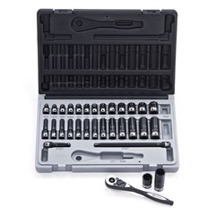 31 Piece 1/4 Drive 12-Point Metric, Standard & Deep Socket Set