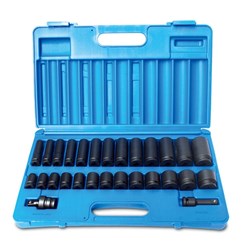 28 Piece 1/2 Drive 6-Point Imperial Standard & Deep Socket Set