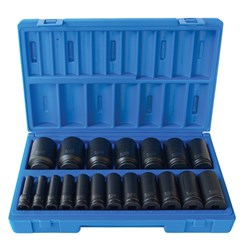 19 Piece 1/2 Drive 6-Point Imperial Deep Socket Set