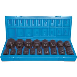 18 Pieces 3/4 Drive 6-Point Metric Standard Socket Set