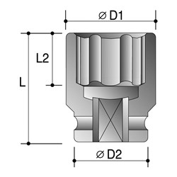 1-3/16" x 1-1/2" Drive 6-Point Imperial Standard Impact Socket