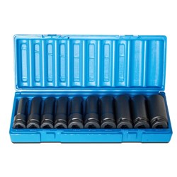 10 Pieces 1/2 Drive 6-Point Metric Deep Socket Set