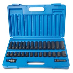 30 Pieces 1/2 Drive 6-Point Metric Standard & Deep Socket Set