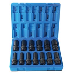 13 Piece 1/2 Drive Universal 6-Point Metric Deep Socket Set