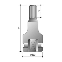 18mm 1/2" Drive Metric 75mm Impact Ball Hex Driver