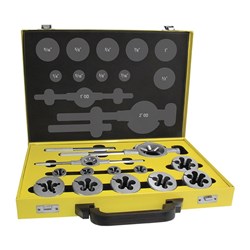 Alpha Die Set UNC Carbon 1/4in - 1in 12 Piece Metal Box