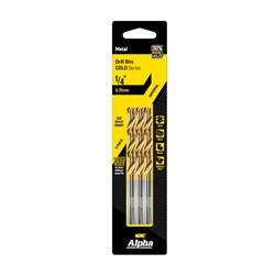 1/4in (6.35mm) Jobber Drill Bit - Gold Series 5 pce Trade Pack