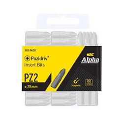 PZ2 x 25mm Pozidrive Insert Bits - 100 Pack