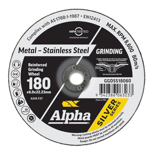 Grinding Disc 180 x 6 mm Stainless Silver Series Bulk | Sheffield