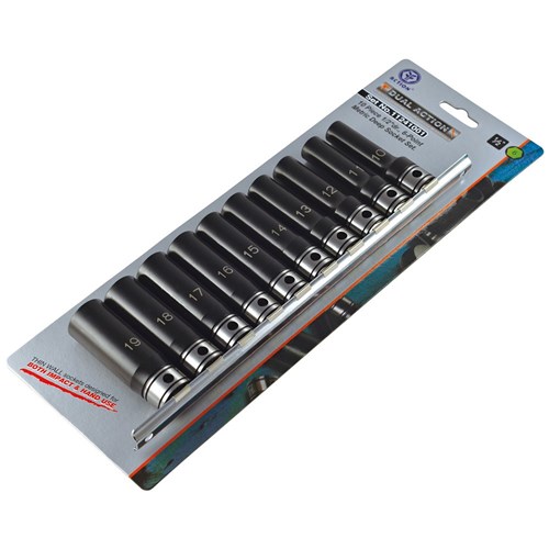 10 Piece 1/2 Drive 6-Point Metric, Deep Socket Set