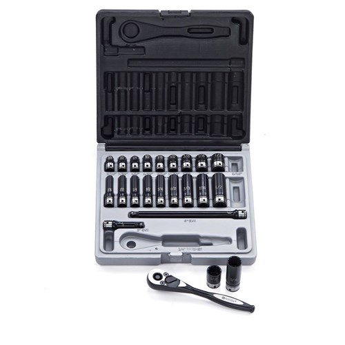 23 Piece 1/4 Drive 12-Point Imperial, Standard & Deep Socket Set