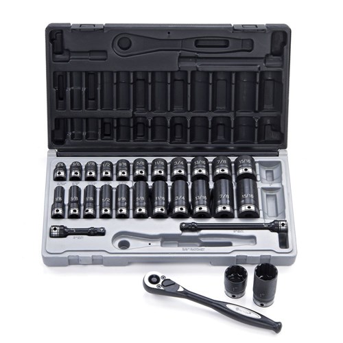 27 Piece 3/8 Drive 12-Point Imperial, Standard & Deep Socket Set