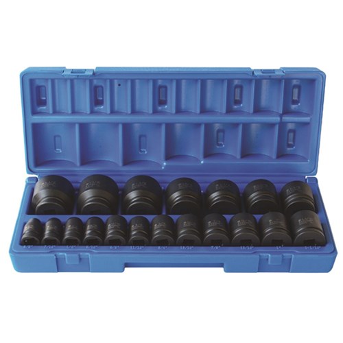 19 Piece 1/2 Drive 6-Point Imperial Standard Socket Set