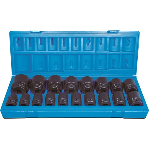 18 Pieces 3/4 Drive 6-Point Metric Standard Socket Set