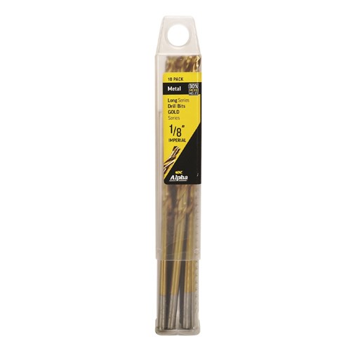 1/8in (3.18mm) Long Series Drill Bit - Gold Series (OAL 131mm) Bulk 10 Pack