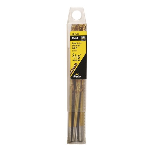 3/16in (4.76mm) Long Series Drill Bit - Gold Series (OAL 147mm) Bulk 10 Pack