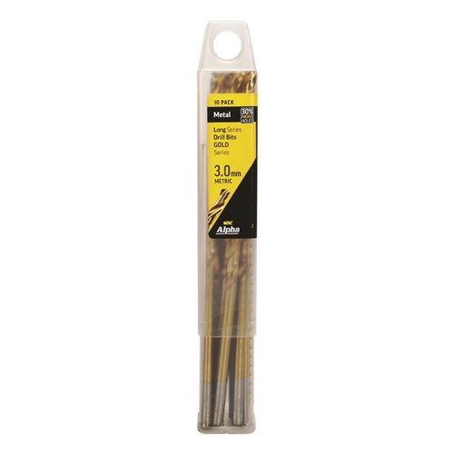 3.0mm Long Series Drill Bit - Gold Series (OAL 130mm) Bulk 10 Pack