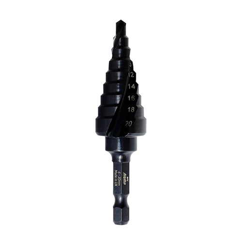 ThunderMax Step Drill Spiral Flute 4-20mm Metric 1/4in Impact Shank