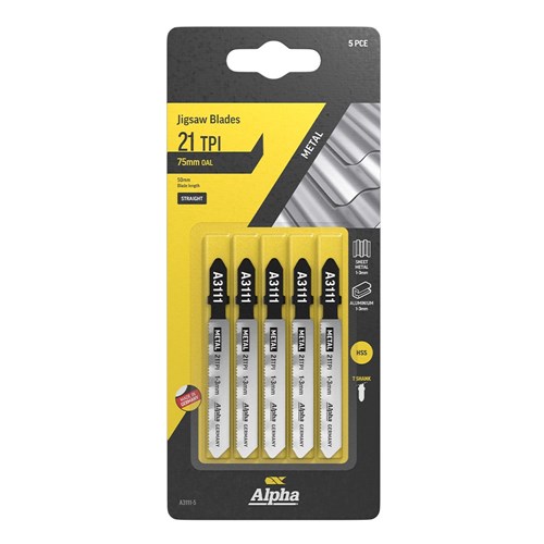Alpha Jigsaw Blade | 21 TPI | 75mm | HSS (x5)