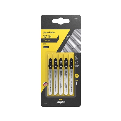 Alpha Jigsaw Blade | 12 TPI | 75mm | HSS Wavy (x5)