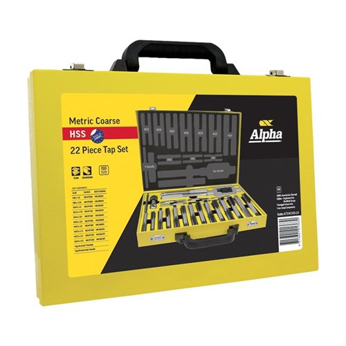 Alpha Tap Set Metric Coarse HSS M6-M24 22 Piece Metal Box