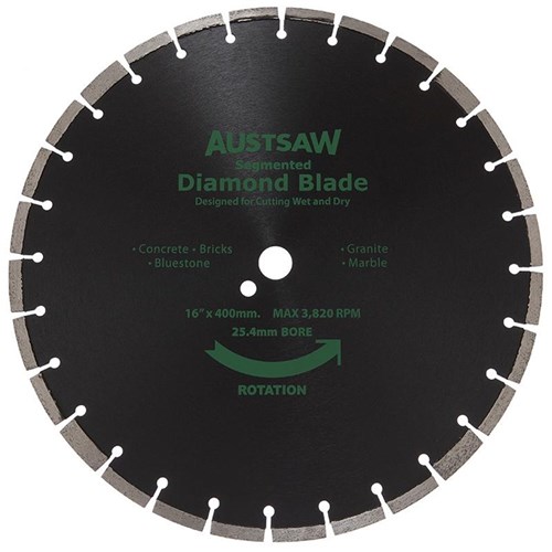 Austsaw - 400mm(16in) Diamond Blade Segmented General Purpose - 25.4/20mm Bore - Gen. Purpose