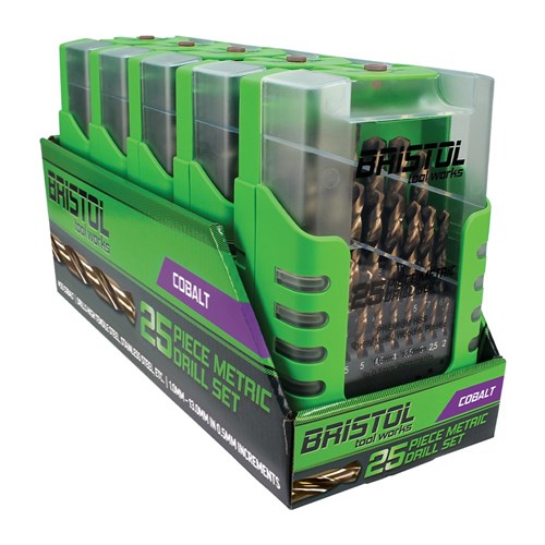 25 Piece | Bristol Metric M35 Cobalt Drill Set