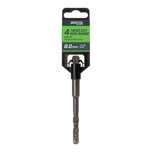 8.0 x 110mm Bristol SDS Plus 4 Cutter Masonry Drill