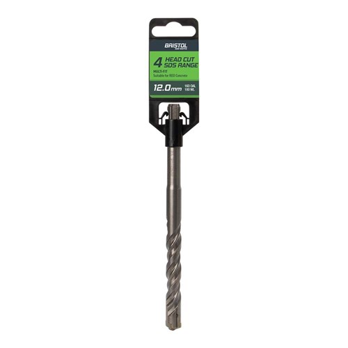 12.0 x 160mm Bristol SDS Plus 4 Cutter Masonry Drill