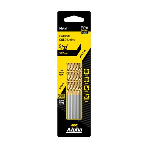 5/32in (3.97mm) Jobber Drill Bit - Gold Series 10 pce Trade Pack