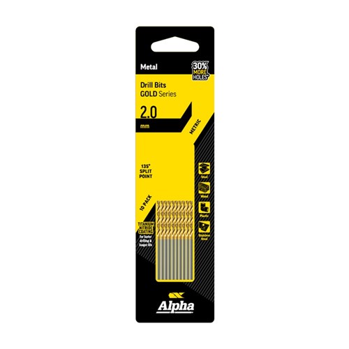 2mm Jobber Drill Bit - Gold Series 10 pce Trade Pack