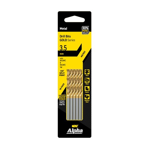 3.5mm Jobber Drill Bit - Gold Series 10 pce Trade Pack