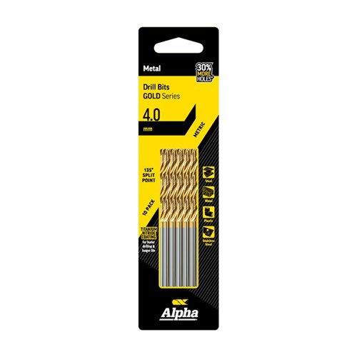 4mm Jobber Drill Bit - Gold Series 10 pce Trade Pack