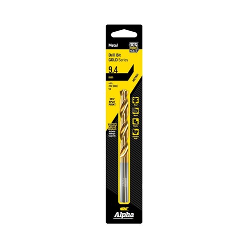 9.4mm Jobber Drill Suits UNC716 Tap Carded  - Gold Series