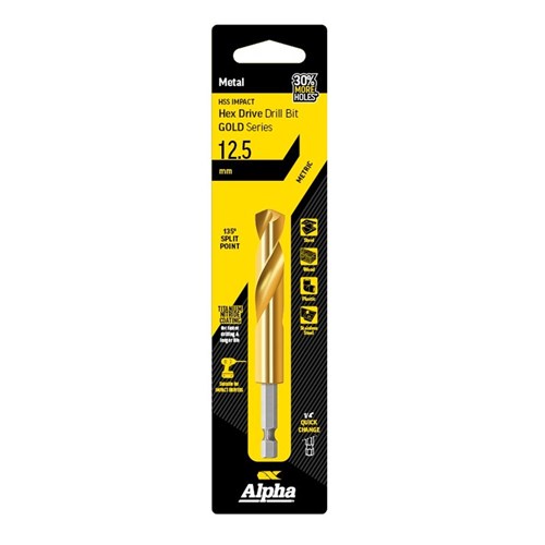 12.5mm Hex Shank Quick Release Drill Bit - Gold Series