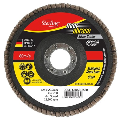 Flap Disc 125mm Z40 Grit Zirconia Alpha Carded (Pk 1)