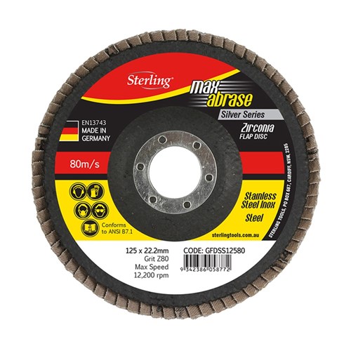 Flap Disc 125mm Z60 Grit Zirconia Alpha Carded (Pk 1)