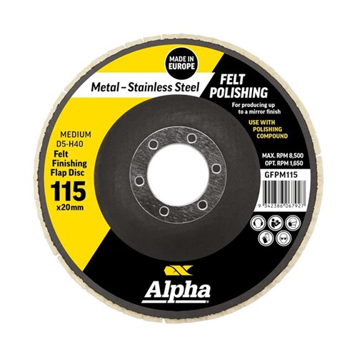 Felt Polishing Flap Disc 115mm Medium D5-H40 Carded (Pk 1)