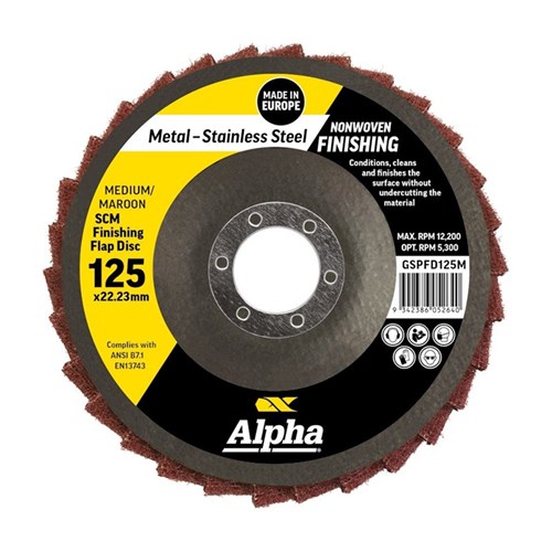 Flap Disc Surface Finishing 125mm Medium / Maroon SCM Carded (Pk 1)