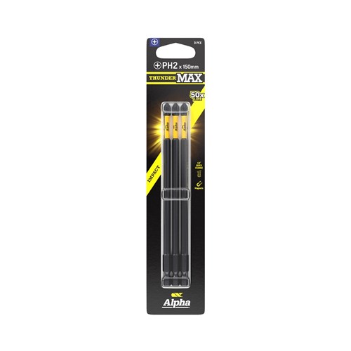 ThunderMax PH2 x 150mm Impact Power Bit Carded | 3 Pack