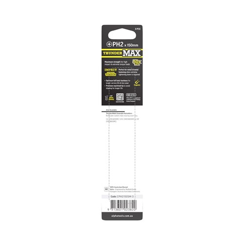 ThunderMax PH2 x 150mm Impact Power Bit Carded | 3 Pack