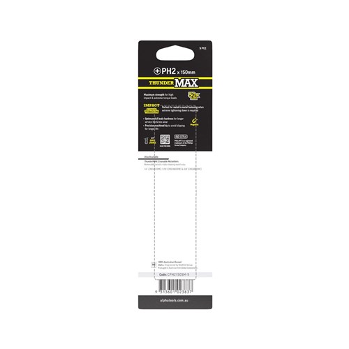 ThunderMax PH2 x 150mm Impact Power Bit Carded | 5 Pack