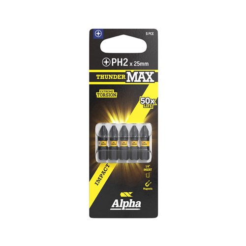 ThunderMax PH2 x 25mm Impact Insert Bit Carded | 5 Pack