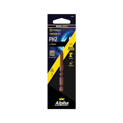 PH2 x 75mm MAXdrive Torsion Driver Bit Carded