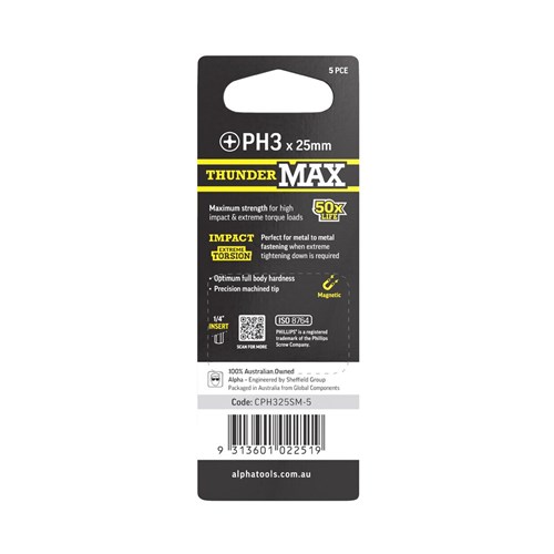ThunderMax PH3 x 25mm Impact Insert Bit Carded | 5 Pack