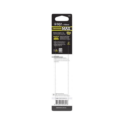 ThunderMax SQ2 x 150mm Impact Power Bit Carded | 3 Pack